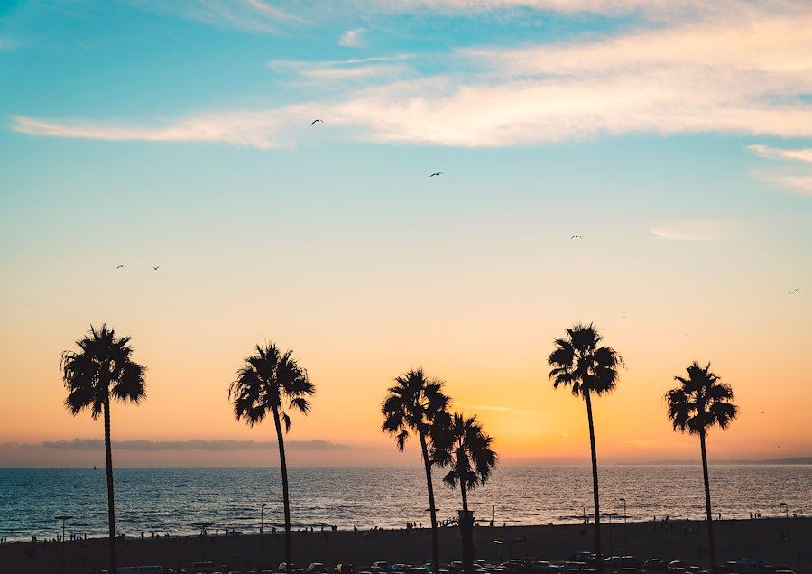 Sunset at santa monica beach